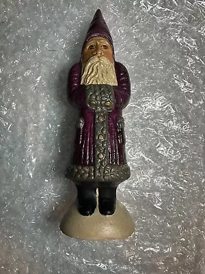 1997 Vaillancourt Folk Art #145 Belsnickle Purple Coat Gray Fur Trimmed Santa • $370