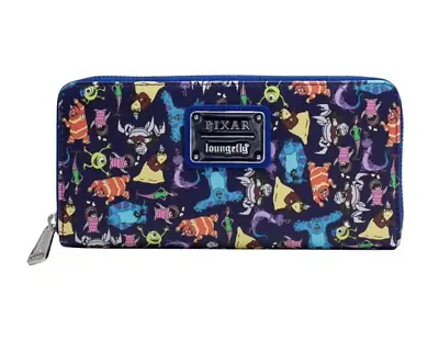 Loungefly Disney Pixar Monsters Inc Wallet Characters Pattern Zip Around • $38.40