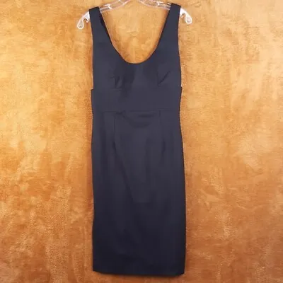 MILLY Womens Dress Size 4 Black Empire Midi Sheath Sleeveless Wool Blend • $33.66