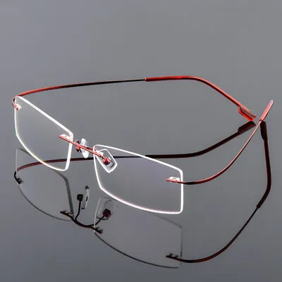 Flexible Memory Rimless Rectangular Eyeglass Frames Women Men Glasses  • $10.99