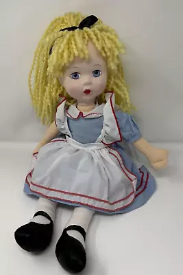 20  Madame Alexander ALICE IN WONDERLAND Painted Face Cloth Doll Yarn Hair 2010 • $42