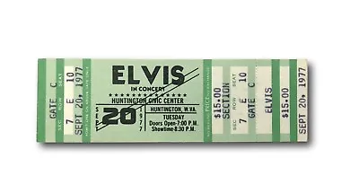 Elvis Presley Unused September 20 1977 Concert Ticket Huntington WV 9/20/77 • $624.62