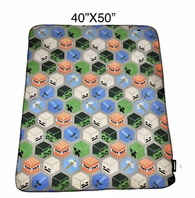 Minecraft Blanket Throw Creeper TNT Blocks  Light Weight 40” X 50” Travel • $9.99