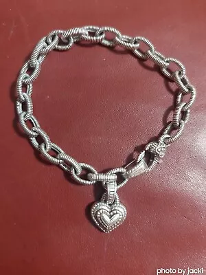 Judith Ripka 18k 925 Sterling Silver Bracelet With Heart Charm • $135