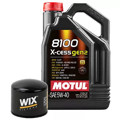 5L Motul 8100 X-CESS GEN2 5W-40 Wix Filter Motor Oil Change Kit For Volvo API SN • $63.95