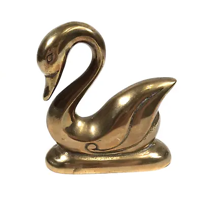 Vtg Solid Brass Swan Duck Bird Goose Footed Base Sculpture Figurine Statue Korea • $19.41