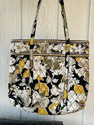 Vera Bradley Tote Holiday Design Retired Pattern Dogwood Black Yellow White Gray • $19.99