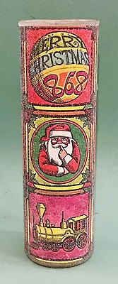 Vintage Sugar Frosted Pillar Candle Glass Holder 1868 Santa And His Toy Gifts • $32.99