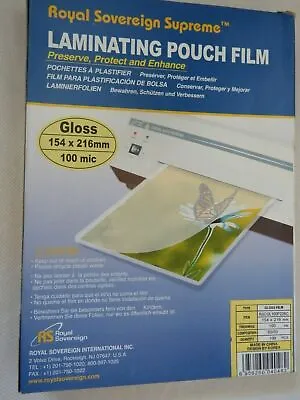 Royal Sovereign A5 Lamination Film Sheets  X 10 - Pouches 154 X 216mm • £4.74