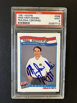 1991 Hoops Mike Krzyzewski #588 Signed RC PSA 9 Pop 1/1 Auto PSA/DNA • $1200