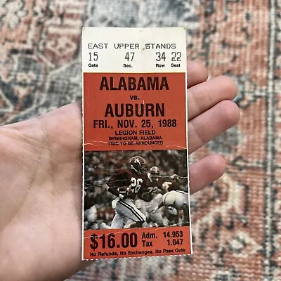 1988 Alabama Vs Auburn Ticket Stub Legion Field • $5