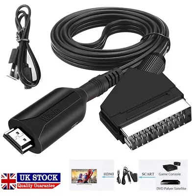 SCART To HDMI Converter Audio Video Adapter For HDTV Sky Box STB Plug HD TV DVD • £9.99