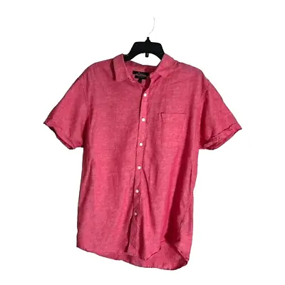 Marc Anthony Button Down Men's Size Large Red Luxury Slim Fit Linen Blend • $12.99