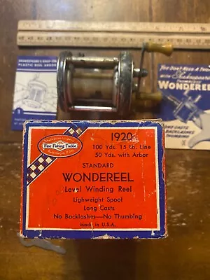 Shakespeare Wondereel VINTAGE FISHING REEL With Vintage Box Bag All Papers • $17.99