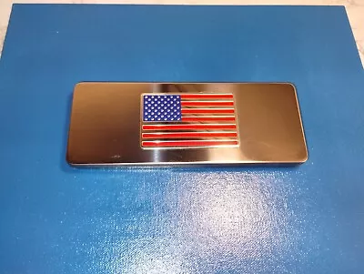 Silver Metal Cigarette Case Trinket Vanity Box Hinged Lid US Flag Patriotic USA • $39.50