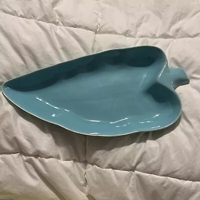 Turquoise Mid Century Modern Pottery Begonia Leaves • $24