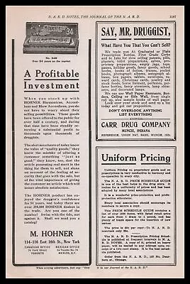 1912 M. Hohner New York Harmonicas Blow Accordions Drug Store Display Print Ad • $14.95