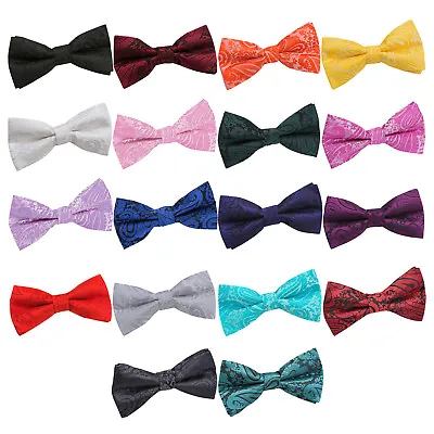 Mens Boys Pre-Tied Bow Tie Woven Floral Paisley Adjustable Wedding Bowtie By DQT • £6.49