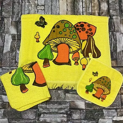 Vintage Cannon Mushroom Kitchen Hand Towel Dish Cloth Potholder Yellow Green • $39.99