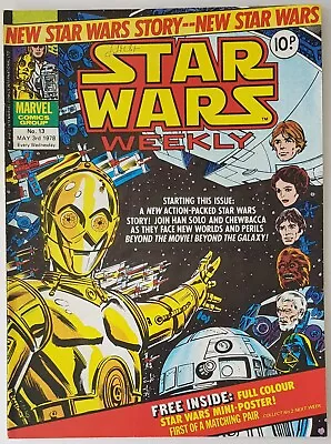 Star Wars Weekly #13 Marvel Uk Comic 1978 Free Mini Poster Included • £12.99