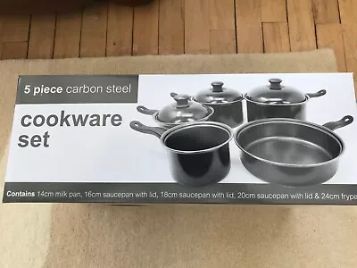 Brand New Boxed 5 Piece Carbon Steel Cookware Pan Set Unbelievable Price  • £14.50
