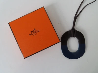 $165 • Buy Hermes Remix Blue/Brown/Pink Lacquered Buffalo Horn Pendant Necklace $370
