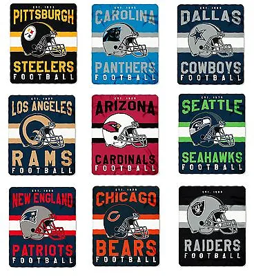 NFL Teams Singular Design Large Soft Fleece Throw Blanket 50  X 60  • $15.95