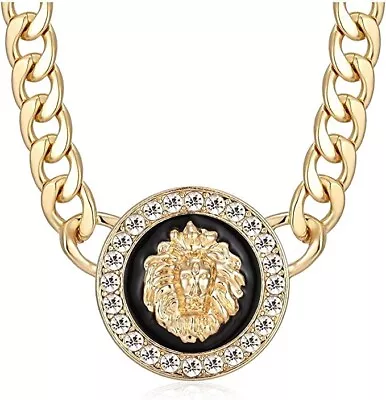 Noble Beautiful Ladies Jewelry Lover Gift Gold Black Lion Head Medal Thickened • $13.99