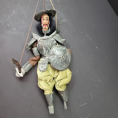  Antique Theatre Knight Doll Figure MARIONETTE PUPPET STRING Doll Folk Art Sword • $54.99