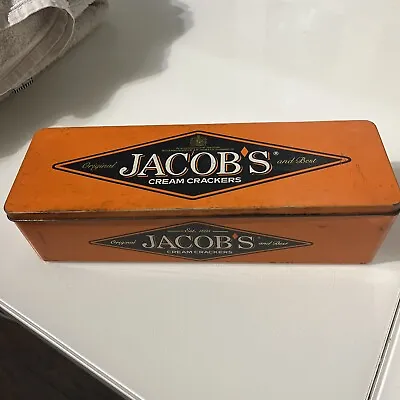 Vintage Jacobs Cream Crackers Tin Retro Orange Cheese Biscuits  • £27.99