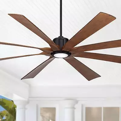 80  Defender Modern Indoor Outdoor Ceiling Fan With LED Light Remote Black Koa • $499.99