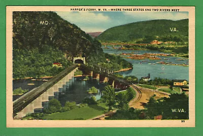 Postcard Harpers Ferry West Virginia WV Virginia VA Shenandoah River Potomac • $4.40