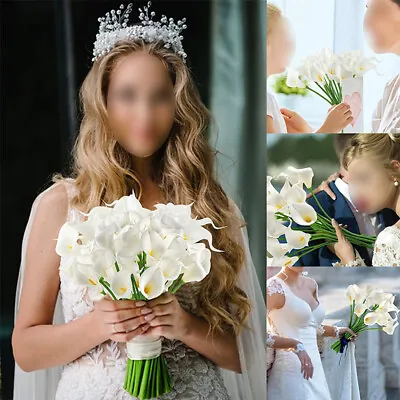 10x Artificial Fake Calla Lilies Cala Lilly Flowers Wedding Bridal Bouquet • £10.64
