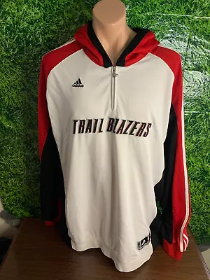 Portland TrailBlazers Basketball 1/4 Zip Warmup Jacket Adidas White Size 3XL • $175