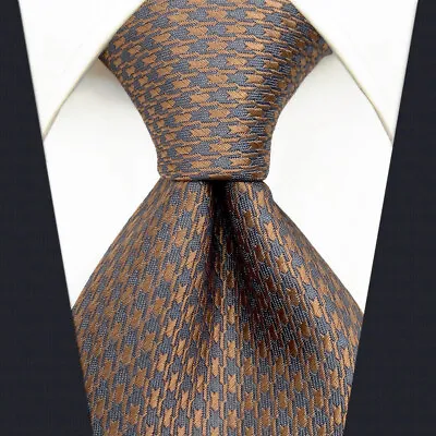S&W SHLAX&WING Neckties For Men Houndstooth Khaki Rose Beige Grey Tie Set Skinny • $7.99