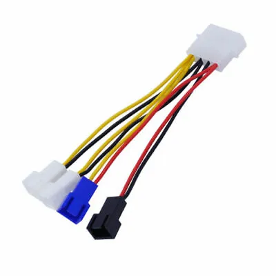 4Pin IDE Molex Male To 4-Port PWM 3Pin Male Fan Adapter Cable Speed Adjustable • £3.49