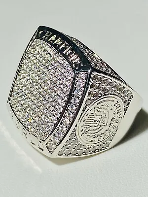 Men's Iced Big Icy Champions Pinky RING White Gold  Square ICY Pinkie Size 6-10 • $31.99