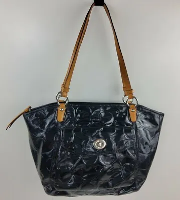 Coach Signature Leah Embossed Patent Leather Shoulder Tote Bag F14663 Purse • $39.99