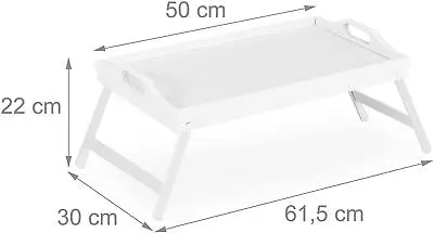 WHITE Bed Tray With Folding Legs Notebook Holder Serving Breakfast Lap Table • £14.95