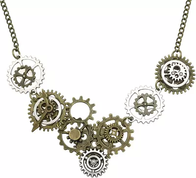 Style A Watch Clock Clockwork Hand Gear Cog Steampunk Necklace Vintage Gold And  • $13.66