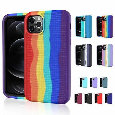 $14.21 • Buy Rainbow Hybird Shockproof Defender Case For IPhone 13 12 11 Pro Max XS XR 8 7 SE