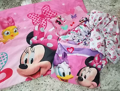 Disney Toddler Bed Sheet Set - Minnie Mouse Bowtique Pink Purple 5 Pieces • $12