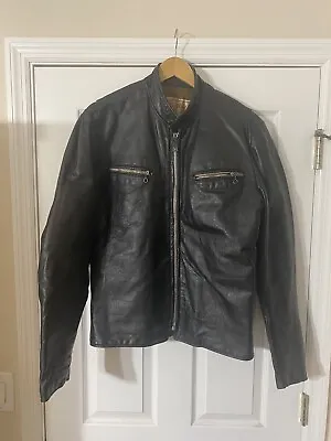 Vintage Excelled USA Black Leather Cafe Racer Style Biker Jacket Size 40 • $125