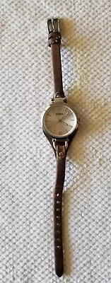 Fossil Silver Tone Watch ES3060 Stainless Leather Band 5.5 -7.25  New Battery • $12.74