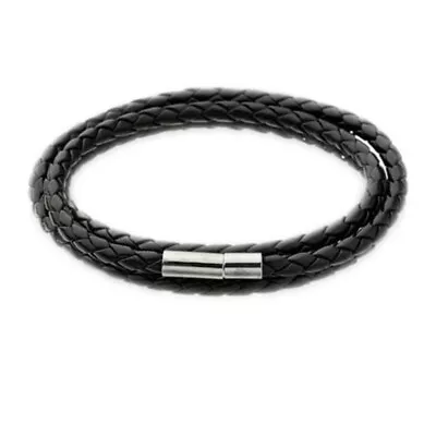 Mens Vegan Leather Braided Rope Bracelet - Brown Wrap Bangle Wristband • £3.19