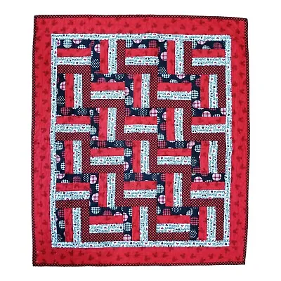 Handmade Patchwork Crib Quilt Throw Blanket Wall Mickey Minnie Mouse Red B & W • $53.99