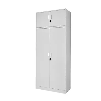 Extra Tall XL 225cm Metal Storage Cabinet Lockable Steel Office Cupboard Black • £249.99