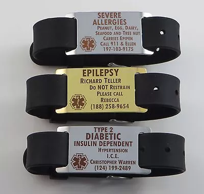 Medical Alert Id Dark Laser Bracelet - Free Custom Engraving Personalization • $16.99