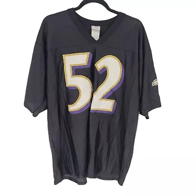 Nfl Team Apparel Mens Large Black Purple Baltimore Ravens Ray Lewis 52 Jersey • $35.99