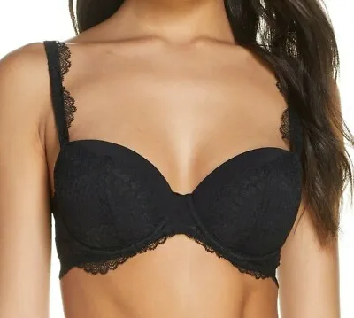 Simone Perele Eclat Contour Underwire Demi Bra 32DDD / F ( EU 70F ) 13n341 Black • $39